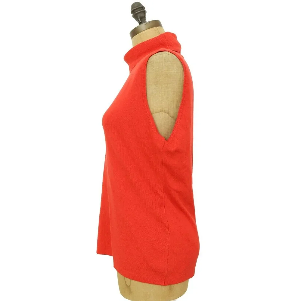 Devotion By Cyrus Turtleneck Tank Top Size S M Sleeveless Coral Red NEW Tag B49 - Picture 6 of 6